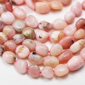 Pink opal, 8*10mm natural  nugget, one full strand about 40beads,16&quot;