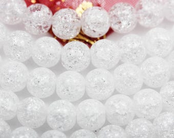6mm crackle clear quartz beads, 6mm round gemstone, one full strand ,hole 1mm,16"