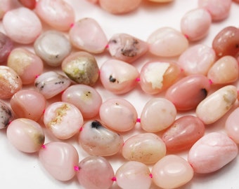 Pink opal, 8*6mm natural  nugget, one full strand about 46beads,15.5", 1mm hole