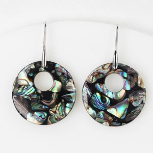 2pcs natural abalone shell pendant, donut shape top drilled, size 28mm, inner circle 7mm
