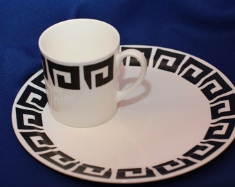 Susie Cooper Wedgwood - Black Keystone Snack Plate and Cup Set