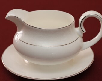 Gravy Boat with Attached Underplate Lace Point by Royal Doulton