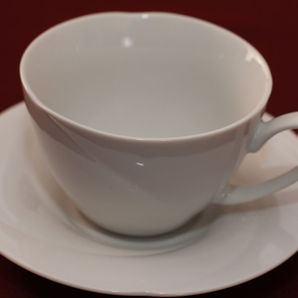 Swid Powell Spiral Cup & Saucer  Robert Lee Morris, white