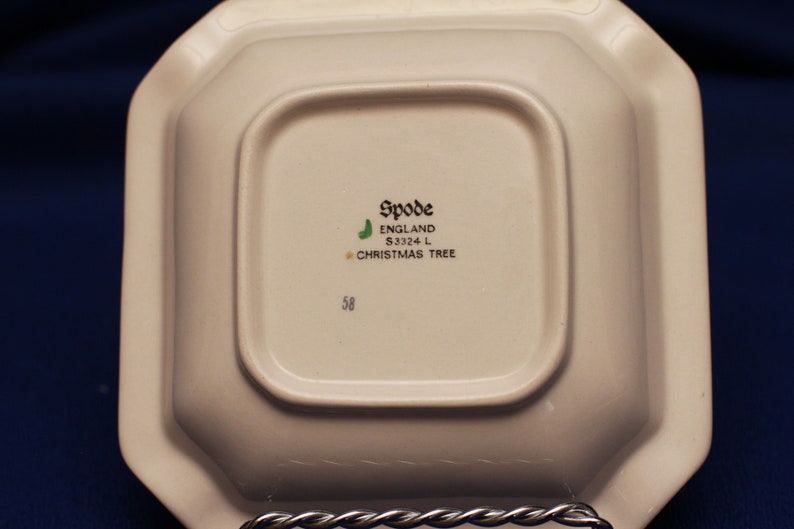 Green Trim 4 Square Ashtray Christmas Tree by Spode