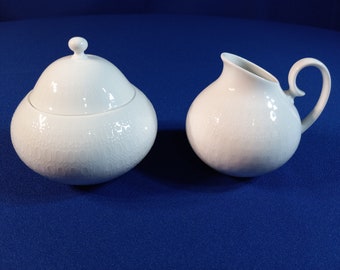Sugar Bowl & Lid and Creamer Set Romance (All White) by ROSENTHAL - CONTINENTAL