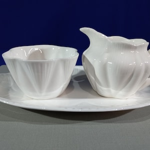 Mini Creamer & Open Sugar Bowl with Tray Dainty White by SHELLEY