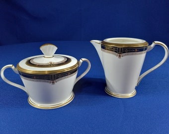 Sugar Bowl & Lid and Creamer Set Gold and Sable by NORITAKE