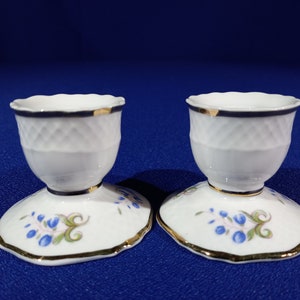 Set of 2 Hollohaza Hungary Porcelain Candle Holder