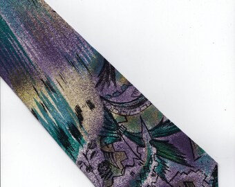 COUTURE - This attractive abstract Couture by Bella Nova vintage necktie is 100% silk from Italy -  58" x  3.75"