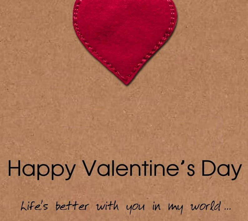 Personalised Valentine's Day Card, Embroidered Heart, Minimalist Design ...