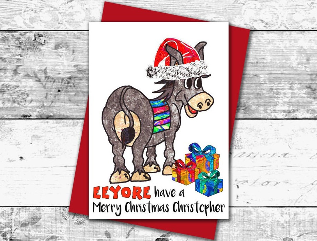 Personalised Donkey Christmas Pun Card Etsy
