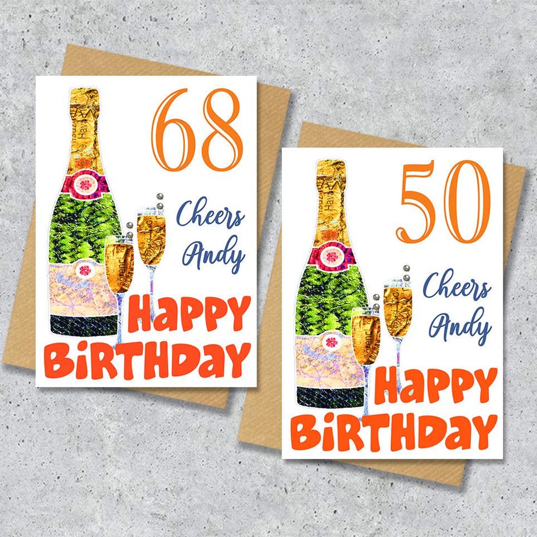 Personalised Champagne Birthday Greeting Card 18th 21st 30th 40th 50th ...