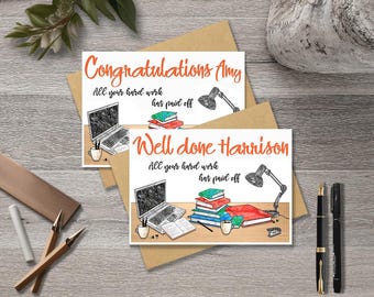 A5 Exam results personalised card, A Levels, GCSE, Degree, University, All your hard work has paid off