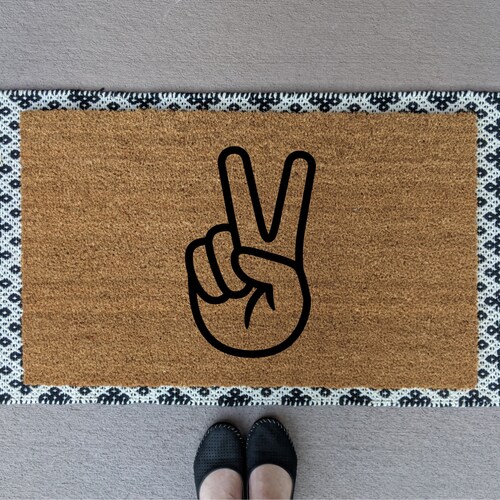 Peace Sign Doormat Mat Housewarming Gift Cute Etsy