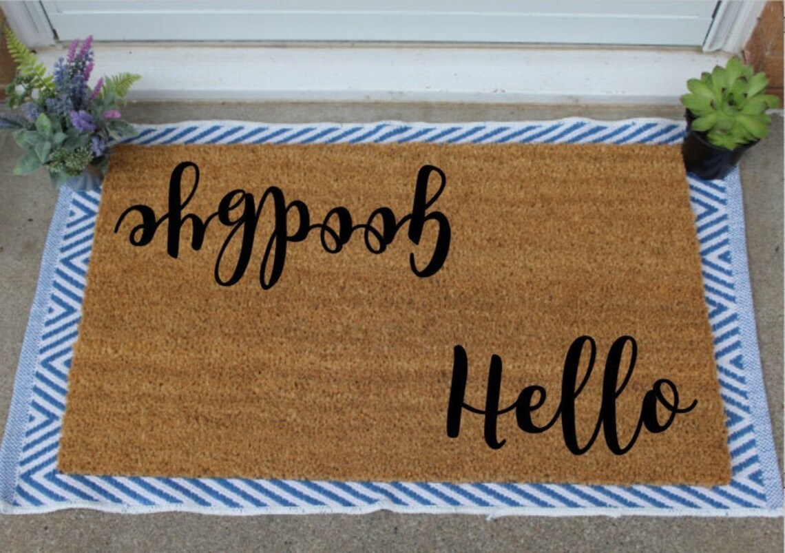 Hello and Goodbye Mat Doormat Unique Doormat Front Etsy