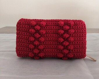 Portefeuille zippé en tricot fait main, motif bulles, porte-cartes et porte-monnaie