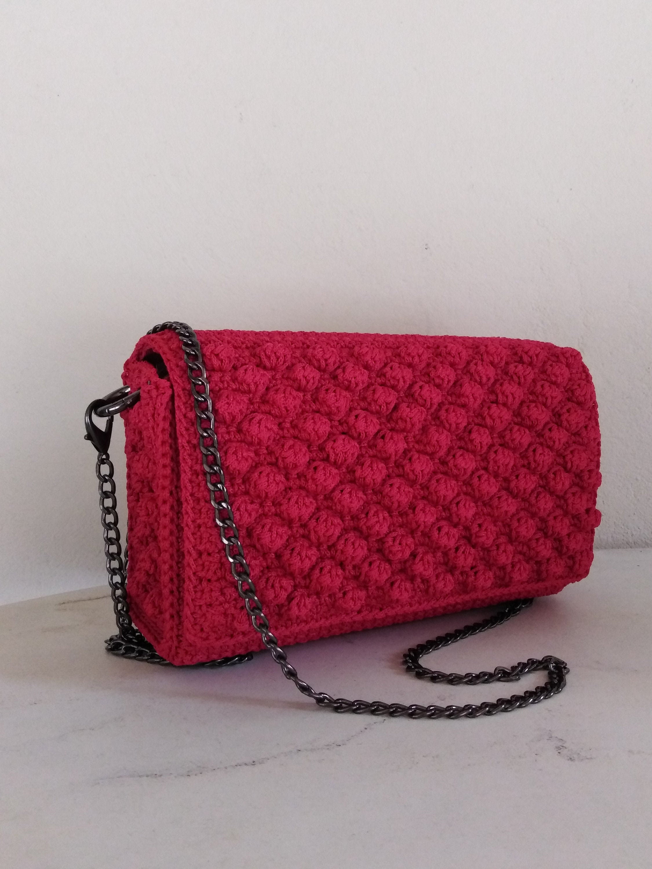 Handmade Crossbody Bag Knitted Clutch Bag Crochet Bag With | Etsy
