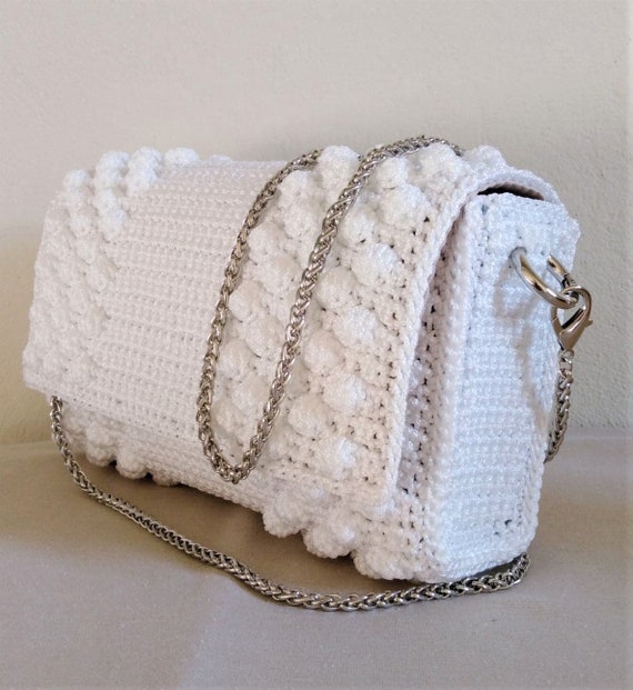 Handmade Clutch Crossbody Bag with Bubbles (Not in The Middle), Knitted Crossbody Bag, Crochet Crossbody Bag