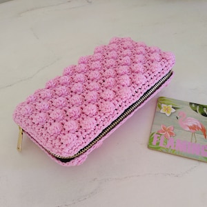 Handmade Wallet With Bubbles, Knitted Wallet, Crochet Wallet, Bubbles (Design A)