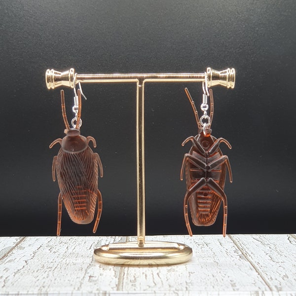 Novelty Cockroach Earrings (Sterling Silver Hooks)