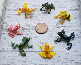 Novelty Frog Earrings (Sterling Silver Hooks)