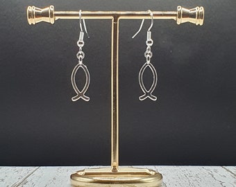 Ichthys Christian Fish Earrings (Sterling Silver Hooks)