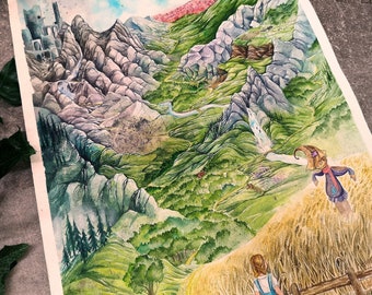 Follow the yellow brick road | Wizard of Oz Art | Original illustration painting Fantasy Arwork | Fairytale illustration