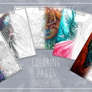 Printable | Fantasy Coloring pages - Coloring book for adults