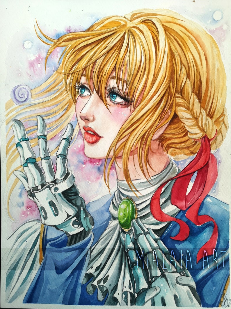Violet Evergarden Original watercolor fanart painting Anime | Etsy