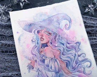 Witch of clouds | original watercolor painting