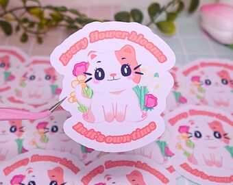 Ginger The Cat Sticker, keep blooming sticker, orange kitty, cute cat sticker, pet sticker