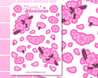 Sakura Spring Sticker Sheet, Cherry Blossom Stickers, Japanese Deco Stickers
