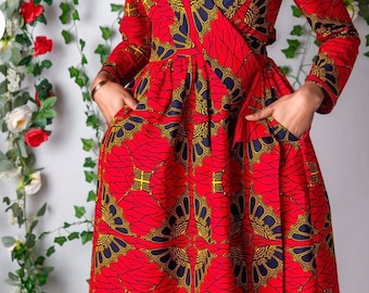 Zeenat African midi dress/beautiful dress/African women knee dress/African women print/Asoebi style/Wedding style