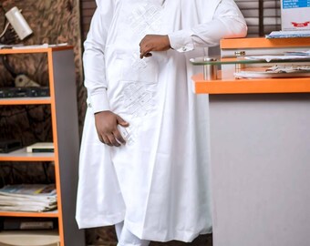 Wundia African agbada set, matching shirt and pant/African clothing / African men clothing / wedding suit/groom suit/dashiki