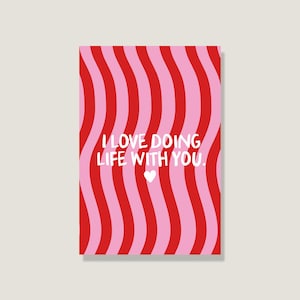Postkarte Life with you', Karte Liebe, süße Postkarte, bunte Postkarte für Freunde – Perfekt zum Verschenken