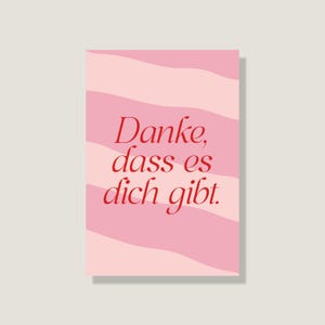 Postkarte 'Danke, dass es dich gibt', bunte Dankeskarte, Karte für jeden Anlass, süße Postkarte Freunde & Familie – Perfekt zum Verschenken