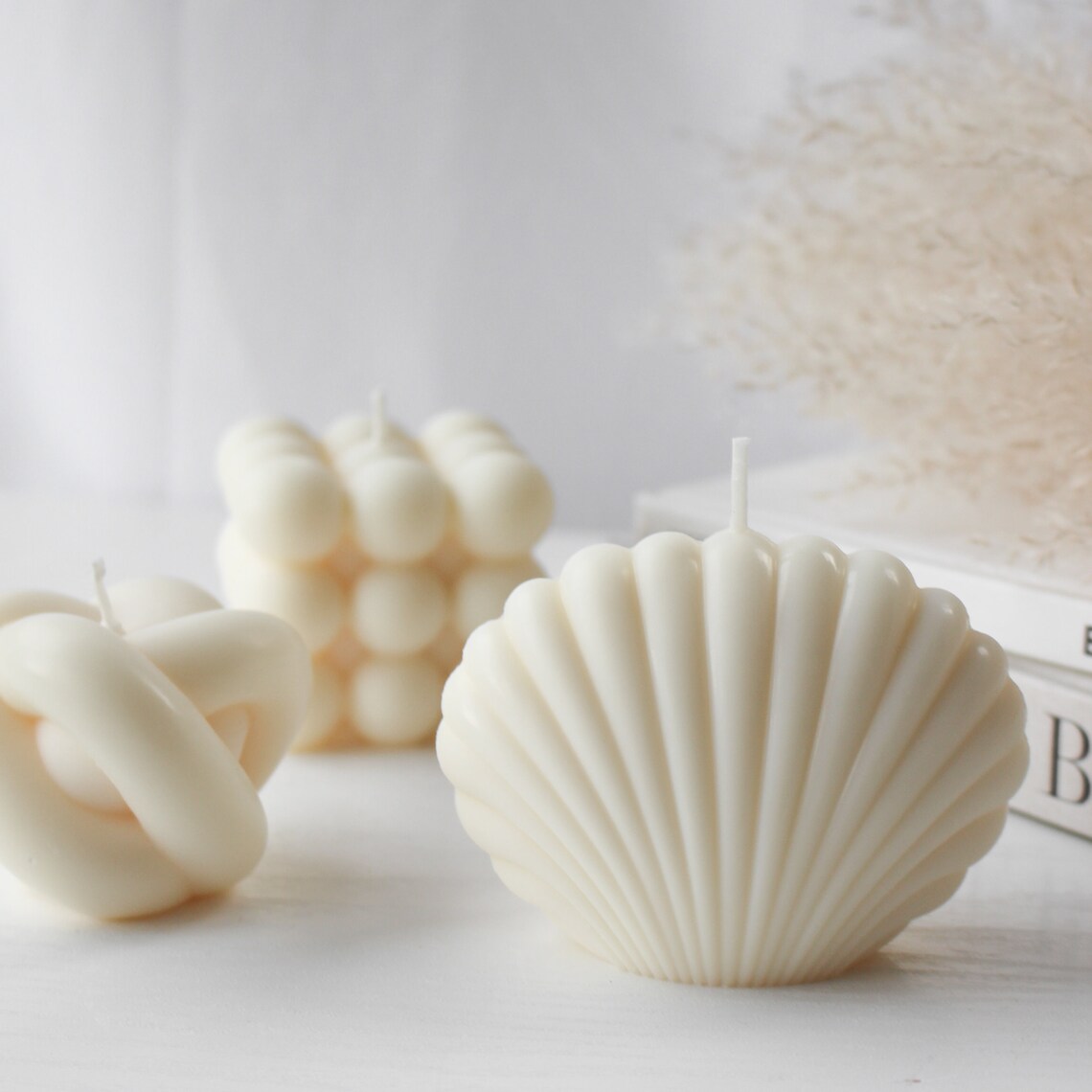 Shell Candle Shell Candle Home Decor Vegan & Handmade Etsy