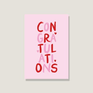 Postkarte 'Congratulations', Glückwunsch Karte, bunte Karte, süße Postkarte für Freunde & Familie – Perfekt zum Verschenken