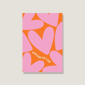 Postkarte 'Hab dich so lieb', bunte Grußkarte, Karte für jeden Anlass, süße Postkarte für Freunde & Familie – Perfekt zum Verschenken