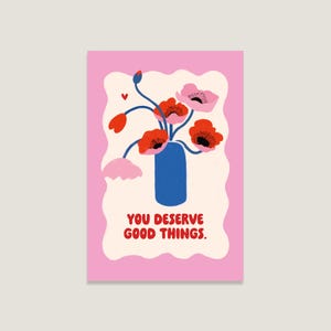 Postkarte 'Good things', aufmunternde Karte, süße Karte Freundin, Geschenkidee, bunte Postkarte, positive Karte, Karte für jeden Anlass