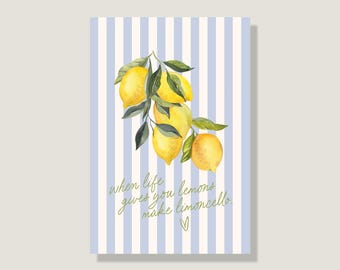 'Limoncello' postcard, sweet postcard for a girlfriend – perfect as a gift, summer card, special card, lemon illustration card
