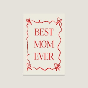 Postkarte 'Best mom' rot, süße Postkarte für Muttertag, bunte Postkarte, Karte Mama - Perfekt zum Verschenken, bunte Karten