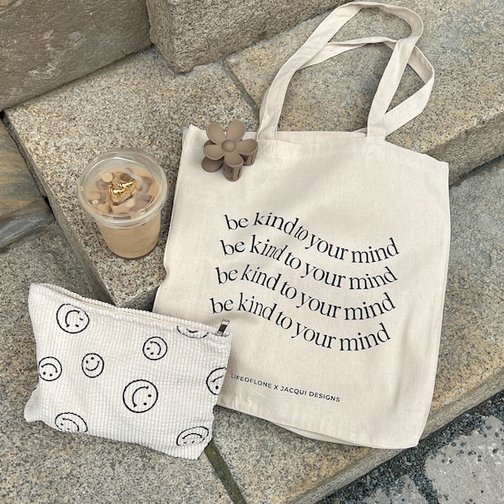 Baumwollbeutel 'Be kind', Jutebeutel, Tasche, Stoffbeutel