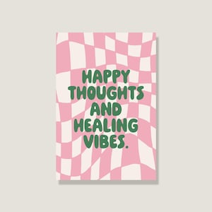 Postkarte 'Happy thoughts', aufmunternde Karte, Mental Health Karte, Affirmationskarte, süße Postkarten Freunde – Perfekt zum Verschenken