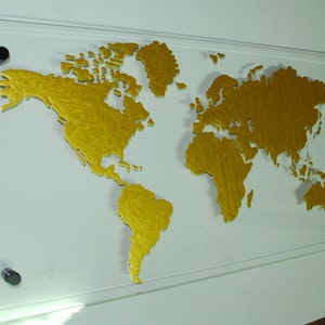 Plexiglas Gemälde Weltkarte POP ART modern Bild gold Atelier Silberstreif Kunst Unikat