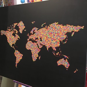 120x100x4cm Painting Acrylic 3-D Canvas Handmade Unique POP ART World Map