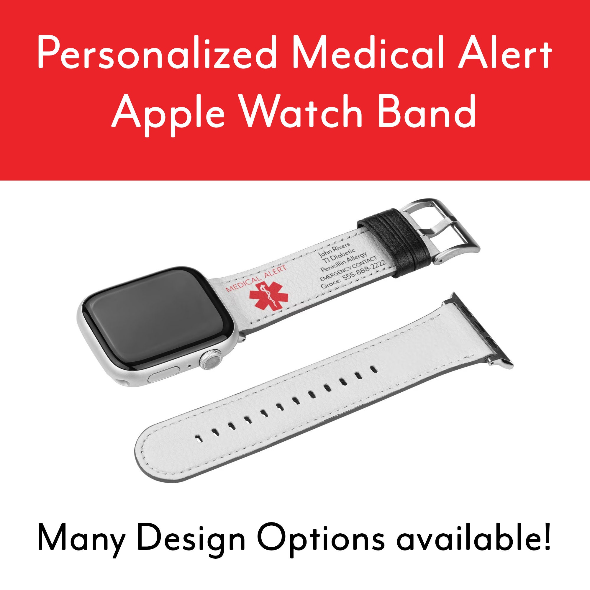 Design Your Own Custom Medical Alert Apple Watch Band Apple Etsy