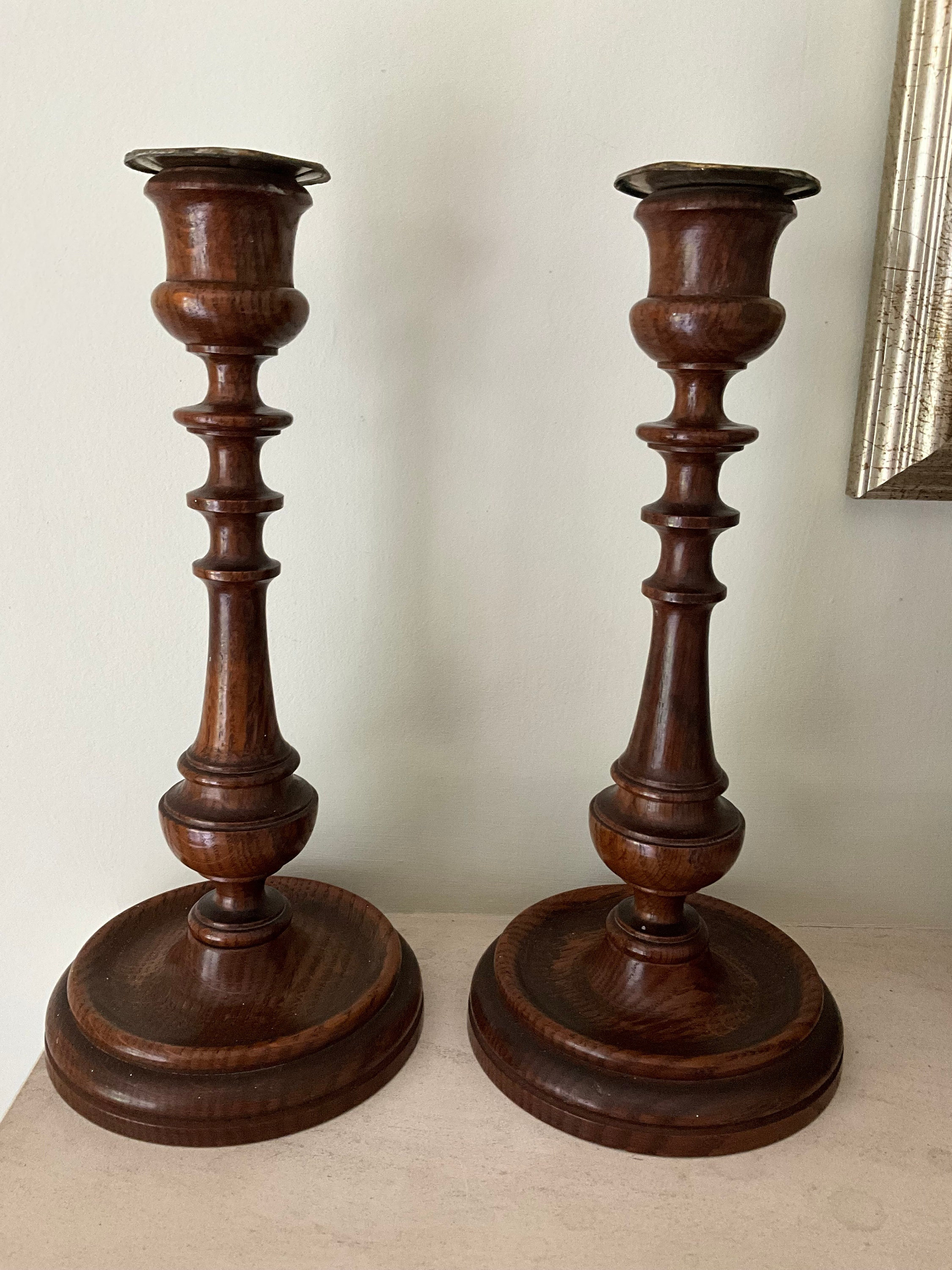 Pair of Antique Oak Candlesticks Etsy UK