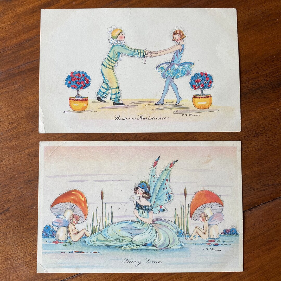 Art Deco Postcards by C E Shand Etsy