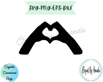 Love hands heart template design svg, dxf, eps, cricut, silhouette, digital cut print file